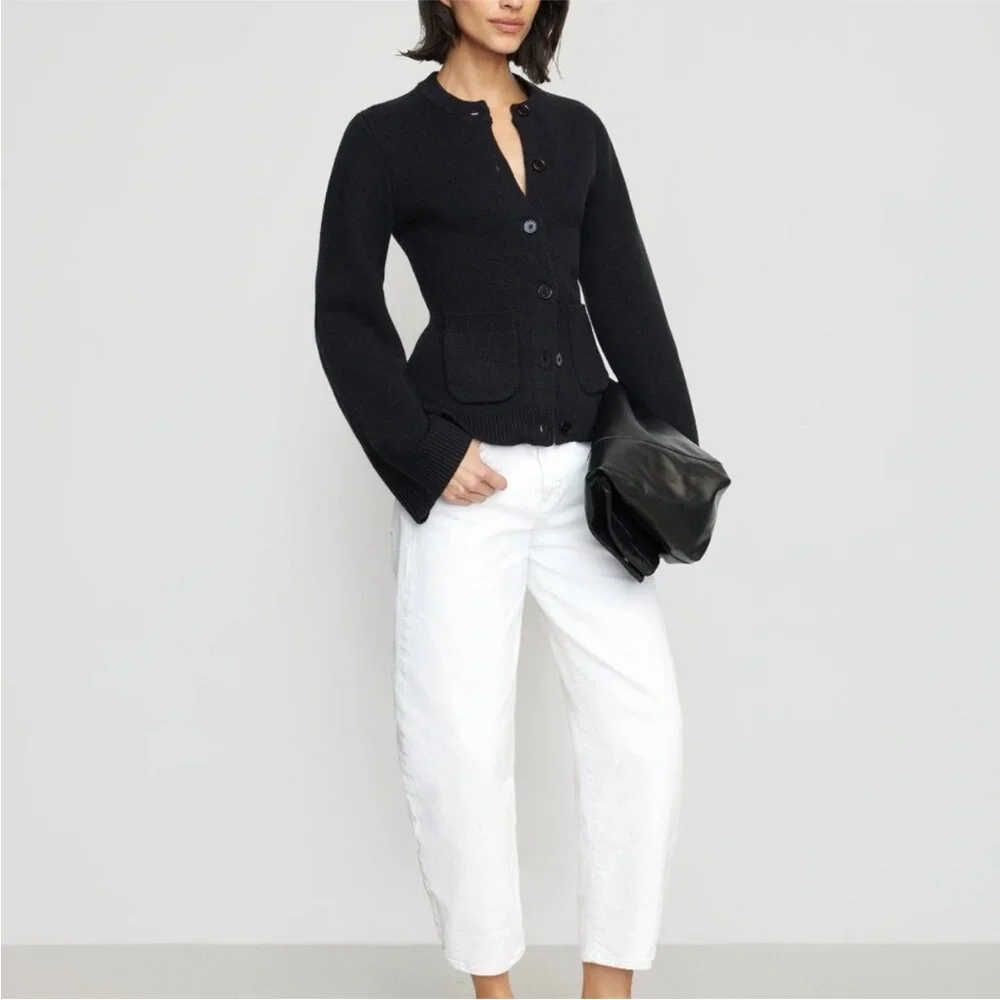 Modern Citizen Eames Organic Cotton-Wool Black Minimalist Cardigan Sweater M - Picture 10 of 14